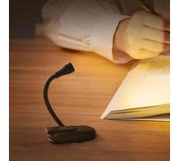 Lampes de Lecture à Pince, Petite Lampe de Livre à Pince en ABS, Chargement USB pour la Maison (BLACK)