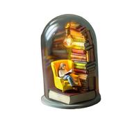 Lampes de lecture LED pour livres au lit, lampe de lecture, lampe miniature pour amateur de livres avec livres et lumière LED, figurine petite bibliothèque statue, pour famille, collègues