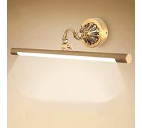 Lampes de miroir de salle de bain LED, lampe de miroir de salle de bain en laiton rétro avec tête de lampe pivotante à 240 °, applique murale vintage pour chambre à coucher, salon, restaurant blanc