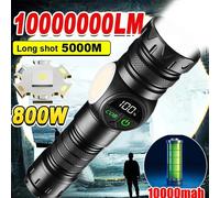 Lampes de poche LED à puissance forte, torche tactique magnétique Rechargeable par USB avec lumière latérale COB, lanterne Zoom pour Camping et pêche