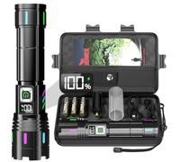 Lampes de poche rechargeables 500000 lumens élevés, 30 W LED avec écran numérique LCD, 5 modes réglables, lampe de poche tactique XHM90.2, étanche IP67, zoomable, pour la maison, le camping, la