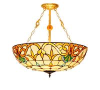 Lampes de sol/de table de style Tiffany Lampes suspendues de plafond inversées de style Tiffany Lampe en verre teinté faite à la main pour salon Villa Salle à manger E27 50 cm (60 cm Taille unique)