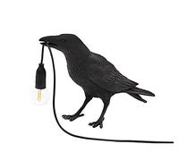 Lampes de table à oiseaux créatifs chambre résine corbeau lampe de bureau enfants chevet lumière applique murale éclairage décoratif le salon, étude (noir)