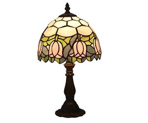 Lampes de Table de Style Tiffany rétro allumant Un Abat-Jour en vitrail de 8 Pouces avec Base en Alliage Antique, Lampe de Bureau pour Lampe de Bureau de Salon, 110~240 V, E27 (20 * 38 cm), D