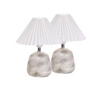 Lampes de Table en Céramique Gris Clair Synthétique Abat-Jour Conique 32 cm de C
