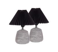 Lampes de Table en Céramique Grise et Synthétique Abat-Jour Conique 32 cm de Che