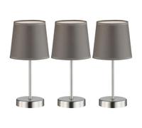 Lampes de table lampe de table de salle à manger lampe de chevet liseuse gris, textile, métal nickel mat, 1x E14, DxH 14x32 cm, lot de 3