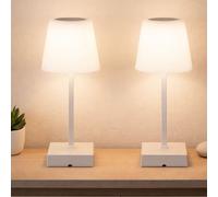 Lampe de table Lampe de salon Touchdimmer Batterie Lampe d'appoint CCT LED argent, aluminium plastique, 2W 100Lm blanc chaud/froid, DxH 8,5x25,5 cm, 2er Set