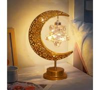 Lampes de table Lune Ramadan Lampe Suspendue Lampe Lunaire Enchantée, Table de Chevet à Piles, Lampe de Chambre d'enfant, Décorations de Noël, Cadeaux pour Enfants et Femmes (Étoile Suspendue)