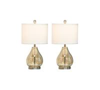 Lampes de table - MUVOE - Set de 2 - E27 40W - Verre et lin - Ambre et blanc - Ø30 x 56H cm