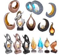 Lampes de table SOLAR d'extérieur Lampes sur pied Terrasses de jardin Stand Spots Éclairage de décoration de balcon silber - Flamme H 26.5 cm
