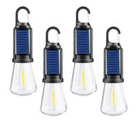 Lampes de tente solaires Ampoule solaire LED étanche 4PCS Lampe suspendue extérieure portable rechargeable par USB avec crochet pour camping randonnée sac à dos Ampoule de secours Lumières tent