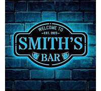 Lampes en bois à LED personnalisées pour bar et pub - Panneau personnalisé, décoration de grotte masculine, panneau de patio intérieur, art mural en métal personnalisé