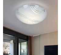 Lampes en cristal plafonnier éclairage en verre lampe en cristal plafonnier, verre métal satiné blanc, 1x LED 12W 1200Lm blanc neutre, DxH 30x9,8 cm
