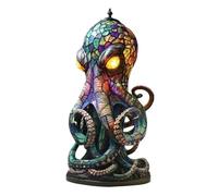 Lampes en résine style vitrail avec yeux lumineux 3D rétro animal veilleuse lampe unique bohème résine décorative lampe de table sur le thème de l'océan maison chambre à coucher Qmv443 (A, taille