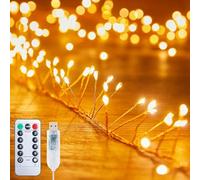 Lampes féeriques USB, guirlande lumineuse de 6 m avec 200 LED, feux d'artifice avec télécommande, guirlande lumineuse en forme d'étoile filante pour Noël, lumières pour plafond, chambre à coucher