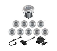 ledscom.de Lampes LED encastrées dans le sol BODES pour l'extérieur, blanc chaud, 94lm/luminaire chacune, mat, rond, 50mm Ø, set de 10