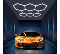 Lampes LED hexagonales pour coiffure, garage, salle de sport, entrepôt, voiture, atelier, centre commercial, 25 200 lm, ultra lumineux 8 grilles nid d'abeille, garage, lumières de plafond LED murales