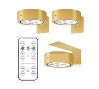 Lampes LED Magnétiques For Tableau, Éclairage D'affichage Artistique, Projecteur Magnétique À Intensité Variable, De Peinture Sans Fil Avec Télécommande Facile à installer(Gold,3 color)