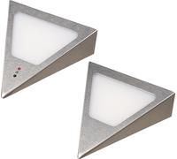Lampes LED triangulaires pour montage en dessous de meubles avec capteur, blanc chaud, intensité lumineuse variable, acier inoxydable, lot de 2, blanc chaud