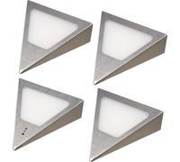Lampes LED triangulaires pour montage en dessous de meubles avec capteur, blanc chaud, intensité lumineuse variable, acier inoxydable, lot de 4, blanc chaud