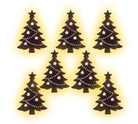 Lampes murales à piles 7 pièces décoration de Noël en bois adhésif | Applique murale autocollante pour intérieur, salon, chambre, bureau, école, maison rurale, fête hivernale