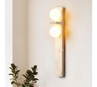 Lampes murales Appliques travertin Naturel luminaires muraux, Application Base à Double tête G9, Lampe Murale Chevet de Style wabi-sabi Japonais avec Teinte en Verre pour Le du Couloir