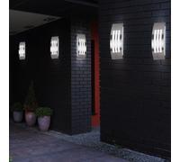 Lampes murales extérieures Lampe de façade argent Lampe murale Lampe de jardin Lampe de terrasse, 1x E27. LxH 10x31,8 cm, set de 4 pièces