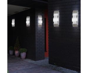 Lampes murales extérieures Lampe de façade argent Lampe murale Lampe de jardin Lampe de terrasse, 1x E27. LxH 10x31,8 cm, set de 4 pièces