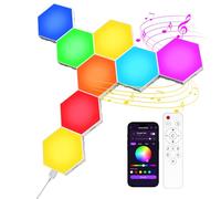 Lampes Murales Hexagonales LED RGB 8PCS pour jeux Vidéo, synchronisation Musicale et Contrôle via Application, adaptées aux Salles de Jeux, Salons, Chambres à Coucher et Décorations de Fête