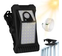 Lampes solaires à clip extérieur - éclairage LED haute lumière | Détecteur de mouvement | IP65 étanche, recharge USB, 3 modes d'éclairage | Sécurité du jardin lampe solaire, clôtures