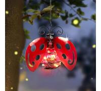 Lampes solaires à suspendre en forme de coccinelle - Éclairage LED étanche - Décoration de jardin pour cour, allée, porche, balcon, arrière-cour