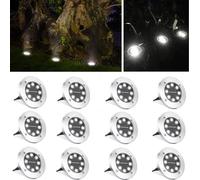 Lampes solaires au sol extérieur Jardin - 12 pièces 8 LED Lampes solaires extérieures Blanc pour jardin, pelouse, trottoir, patio, allée