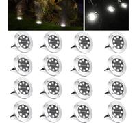 Lampes solaires au sol extérieur Jardin - 16 pièces 8 LED Lampes solaires extérieures Blanc pour jardin, pelouse, trottoir, patio, allée