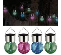 Lampes solaires « Crackle » - 9 x 11 cm - Jardin - Solaire - LED (4 lampes solaires colorées)