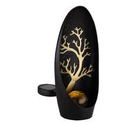 Lampes solaires de décoration de jardin pour l'extérieur, décoration de balcon extérieur boule de verre sapin noir argenté, batterie métal IP44, 1x LED, LxPxH 14x7x30cm