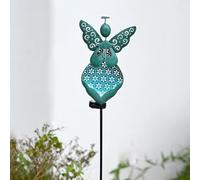 Lampes solaires de jardin anges de 90 cm, piquet d'extérieur en métal étanche avec panneau solaire efficace, éclairage décoratif pour cour, terrasse, allée, marron ou bleu (atterrissage d'ange bleu)