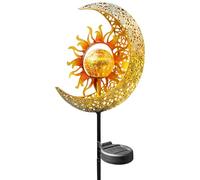 Lampes solaires de jardin avec lanterne en fer suspendue, motif croissant de lune, éclairage d'extérieur à énergie solaire, décoration de patio pour cour et jardin
