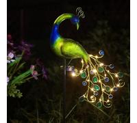 Lampes solaires de jardin, décoration de jardin paon en métal, étanche, paon, piquet solaire, éclairage décoratif pour extérieur, terrasse, pelouse, porche, décorations de jardin, paon, cadeau pour