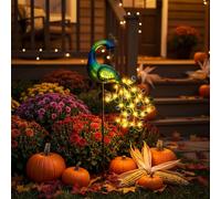 Lampes solaires de jardin en métal en forme de paon - Décoration de jardin - Étanche - Décoration pour extérieur, terrasse, pelouse, porche, cour, cadeau pour maman, grand-mère, femme, anniversaire de