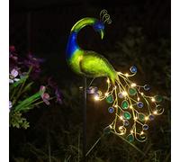 Lampes solaires de jardin en métal en forme de paon - Décoration de jardin - Étanche - Décoration pour extérieur, terrasse, pelouse, porche, cour, cadeau pour maman, grand-mère, femme, anniversaire de