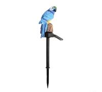 Lampes solaires de jardin en forme de perroquet - Lampe d'extérieur LED en résine avec capteur automatique blanc chaud - 43 cm de haut pour cour et P (bleu)