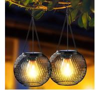 Lampes solaires de jardin extérieur, étanches IP65, décorations de jardin, suspensions solaires, lot de 2, lumière blanc chaud.
