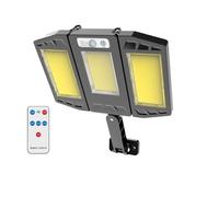 Lampes solaires de jardin pour jardin, cour, arrière-cour, réverbère solaire d'extérieur, étanche, capteur mural LED, lampe de mouvement avec 3 modes d'éclairage, lampe pliante