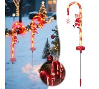 Lampes solaires de Noël 2026 pour chemin, allée, bâton de marche pour extérieur, jardin, cour, terrasse, décorations de Noël imperméables (rouge)