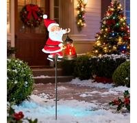 Lampes solaires de Noël en forme de Père Noël - Étanches - Décoration de jardin - En métal - Avec lumière LED - Pour cour, pelouse, jardin et terrasse