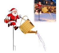 Lampes solaires de Noël en forme de Père Noël - Lampes solaires d'extérieur étanches avec lumière en cascade - Arrosoir solaire vintage en métal (A)