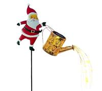 Lampes solaires de Noël en forme de Père Noël, lumières décoratives pour jardin, pelouse, arrosoir solaire étanche avec lumière en cascade, arrosoir de Père Noël en métal à suspendre avec lumière LED