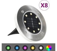 Lampes solaires de sol 8 pcs. Couleur de lumière LED RGB