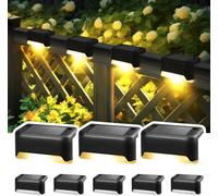 lampes solaires de terrasse 8 PCS, lampes solaires d'extérieur étanches pour escaliers, marches et clôtures (noir,lumière chaude)